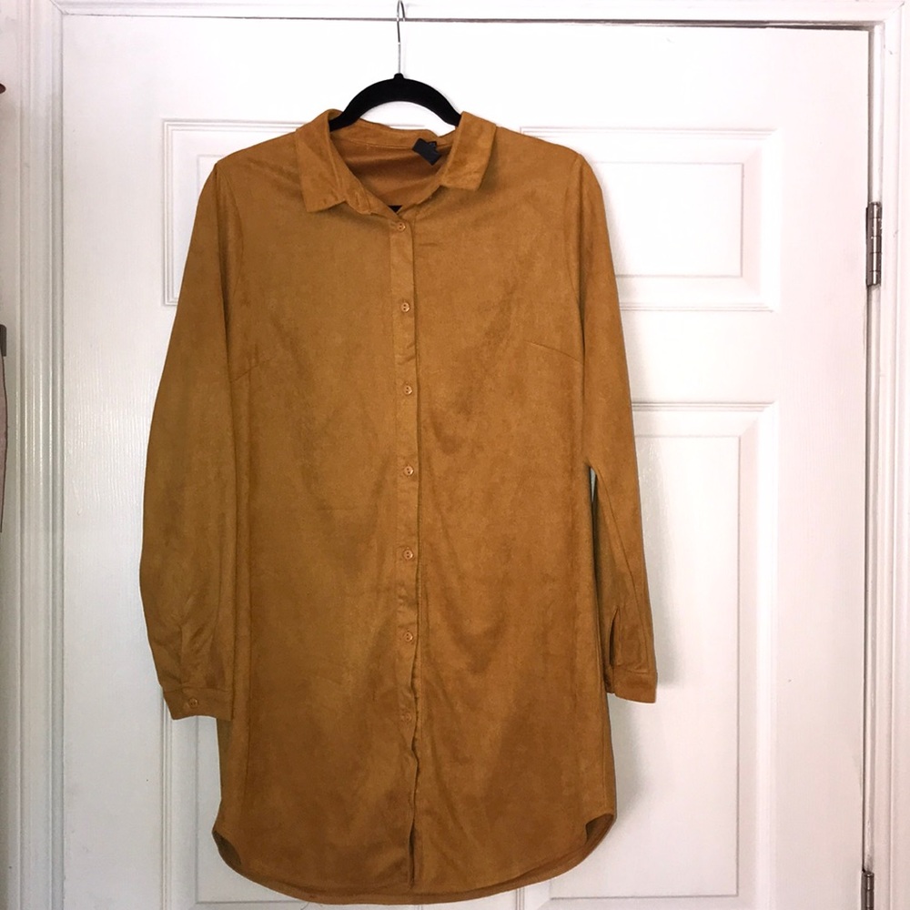 Oversized suede mustard misguided blouse dress